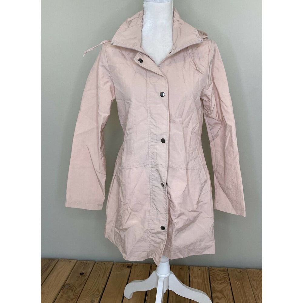LUII Womens Full Zip Snap Hooded Rain Jacket Small
